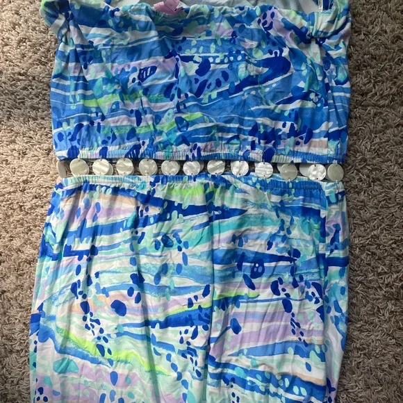 Lilly Pulitzer Strapless Maxi Dress in Blue and Green - Picture 4 of 9